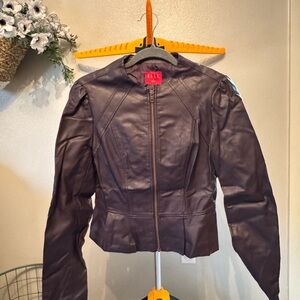 Elle Women's Taupe Faux Leather Jacket